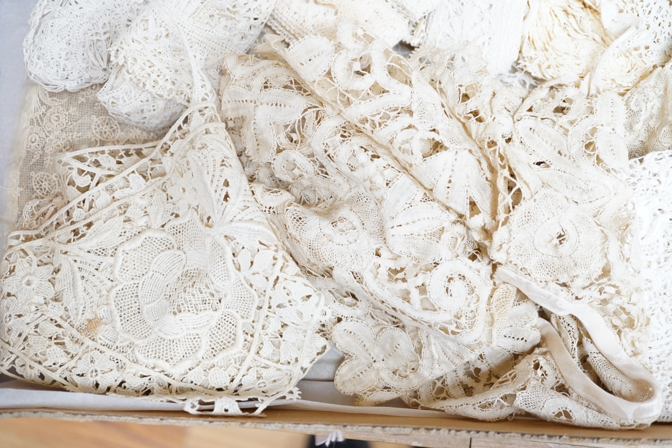 A collection of Honiton lace items, etc.